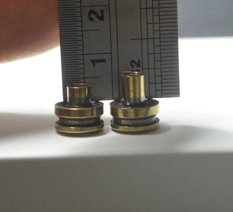Solid Brass Bullet Rivets With Screw Posts measure 1-2 cm, showcasing detailed machined brass for leather projects.