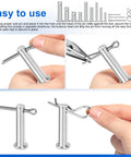 150 Piece 304 Stainless Steel Clevis Pins Cotter Pins R Clips Pro Grade Assortment Kit in use showing hands placing pins
