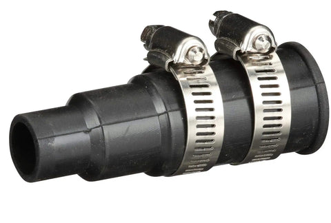 Black plastic pipe connector with metal clamps for Chef Series 1 HP Continuous Feed Garbage Disposal With Sound Reduction