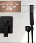 Rain Shower Head With Handheld Spray For High Pressure Waterfall Flow, installation guide and components on marble tile