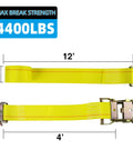 2-Inch By 12-Foot E Track Ratchet Straps 10 Pack Beefy Heavy Duty Cargo Tie Downs With 4400Lbs Breaking Strength Yellow