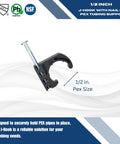 J Clamps For 1/2 Inch PEX Copper CPVC Tubing With Nail Tube Talons Pack Of 100 For Quick Easy Install And Quiet Plumbing