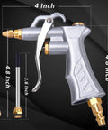 Heavy Duty Air Blow Gun With Brass Adjustable Flow Nozzle And Two Steel Flow Extensions for Dust Cleanup and Dust Busting 2 Pack