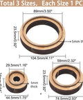 Diagram of Must Have Leather Cutting Dies Set with wooden base, showing three pieces with sizes 29.5mm, 59mm, 89mm for DIY leatherwork.