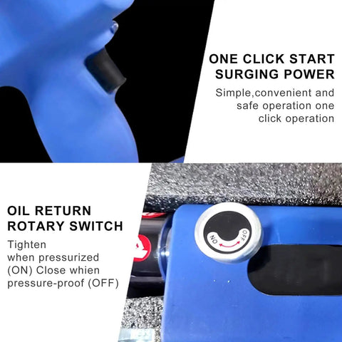 Heavy Duty 65Mm Cordless Hydraulic Cable Cutter With Charging Base showing operational buttons and oil return rotary switch.