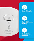 Plug-In Carbon Monoxide Detectors 3-Pack With Electrochemical Sensor CO600 White, Easy Setup features on display