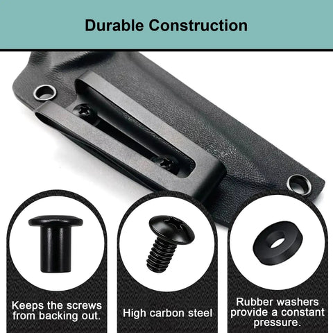 Kickass Chicago Screws For Gun Holsters And Kydex Fittings With Rubber Washers Tough As Nails 1/4 Inch Fastener Kit installed on tactical gear.