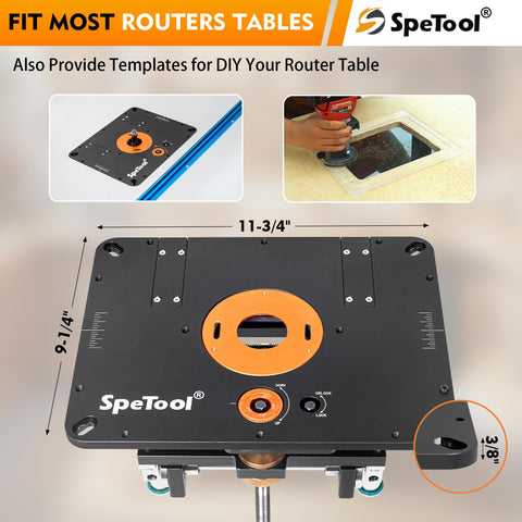 Beefy Heavy Duty Aluminum Router Lift Kit For 1.25 HP 2.25 HP And 3.25 HP Routers Pro Grade Router Table Lift System shown in use