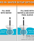 Setup options for Versatile ShadeTable Pool Umbrella Table For In Pool Or On Deck Use Fits 1.5 Inch Umbrellas In Water Up To 12 Inches Deep