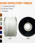 Waxed upholstery thread spools, 11 yards per roll, 0.55mm thick, 7 colors for Heavy Duty Sewing Needles Set With Waxed Thread Spools.