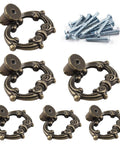 Antique Bronze Drop Ring Cabinet Pulls Set Of Six Heavy Duty Zinc Alloy Drawer Pulls For Kitchen Cabinets And Dressers Rustproof Corrosion Resistant Ring Diameter 49 Millimeters Length 32 Millimeters Mounting Hole 14 Millimeters Includes M4 Screws