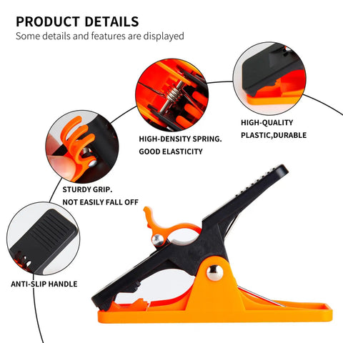 Close-up of orange rust-resistant ABS cigar holder for golf carts, showing sturdy grip and spring details.