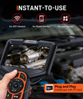 Ultra Slim 3.9mm Borescope Camera With Light, 5 Inch Industrial Endoscope For Tight Spaces, Go To Flexible Inspection Tool For Automotive, Plumbing, HVAC And Machinery; handheld screen in engine bay
