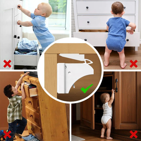 10 Pack Magnetic Cabinet Locks For Kid Proofing And Baby Safety On Cupboards And Drawers No Tools Needed Easy Install Keeps Toddlers Out