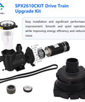 Drive Train Upgrade Kit for 1 and a Half HP Pool Pumps SPX2610CKIT DirectFit Replacement disassembled view with components