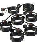 50 Foot Black Outdoor Extension Cord With Six Evenly Spaced Outlets And Waterproof Cover For Outdoor Lighting And Holiday Decorations Weatherproof SJTW Sixteen Three ETL Listed Great For Christmas Lights Halloween Decor And Backyard Projects