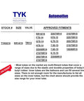 Chart showing tire fitments for Set Of Four Multi Fitment Passenger Car Inner Tubes With TR13 Short Valve Stems For 15 inch tires.