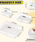 10 Pack Clear Hard Shell Zipper Cases For Organization And Storage shown in different sizes with protective film label.