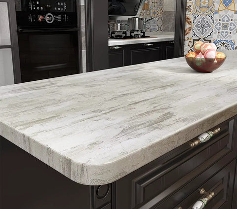 Kitchen countertop with 36 By 200 Inch Thick Textured White Concrete Wallpaper Peel And Stick Matte Self Adhesive Cement Look