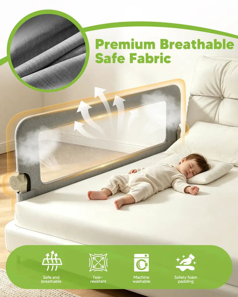 59 Inch Baby Bed Rail Guard For Toddlers Folding Up Side Rail with breathable Oxford mesh and soft foam, child sleeping