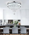 Modern 19.7 Inch Crystal Chandelier LED Flush Mount Ceiling Light in dining room, 3 color temps, max 55W, 85-265V, non-dimmable