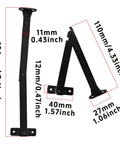 Six Pack Black Bronze Lid Support Hinges, Heavy Duty Rotatable Folding Lift Up Stays, 194mm length, 110mm folded, includes screws.