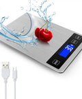 33Lb Kitchen Digital Scale With Pro Grade Precision, 1g 0.05oz, USB Rechargeable Or Battery Power, Waterproof Stainless Steel With Backlit LCD