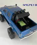 Back view of Beefed Up 1/16 Scale RC Rock Crawler with 4x4 drive, showcasing trunk detail and battery compartment, size 14*6.2*6.1 in
