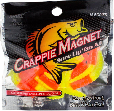 Crappie Magnet 15 Pack Split Tail Lure Bodies For Freshwater Fishing Stay Straight On The Hook Durable Bait Bodies packaging