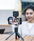 67mm Magnetic Double Sided Phone Lens Filter Adapter Mount With Cold Shoe Pull Out For iPhone on tripod during recording