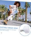 Person skating with Rubber Brake Block Stopper Kit For Roller Skates And Quad Skates Adjustable Toe Stops pictured inset.