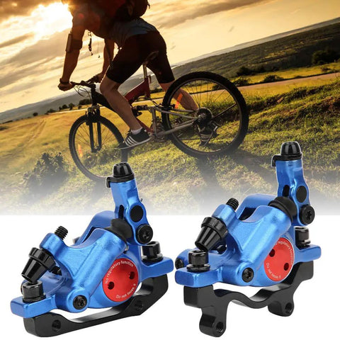 Mountain Bike Aluminum Alloy Disc Brake Kit Featuring Killer Grip And Slick Cable Actuation For Front Rear Wheel Setup, blue calipers