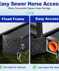 Image of Heavy Duty Aluminum RV Bumper End Caps 2 Pack With Vent Holes And Protective Mesh showing easy sewer hose access.