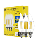 Ultra Bright LED Light Bulbs 100W Replacement, 1080 Lumens, Soft White Candle Lights, CA12 Candelabra Base, Dimmable, 8W, 3 Pack