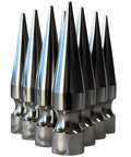Oversized Two Point Nine Eight Inch Tree Spikes And Cone Shaped Metal Studs Silver Aluminum Alloy Heavy Duty Garden Pest Guard Ten Pack close-up view of shiny metal cone spikes