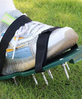 Heavy Duty Lawn Aerator Shoes Kit, 20 Metal Spikes For Quick Soil Aeration on foot, straps securing shoe for lawn care