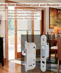Top Shelf Two Panel Sliding Patio Door Lock And Receiver Kit Replacement For Smooth Gliding Exterior Security Latch showing lock detail.