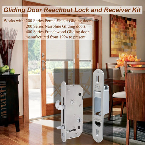 Top Shelf Two Panel Sliding Patio Door Lock And Receiver Kit Replacement For Smooth Gliding Exterior Security Latch showing lock detail.