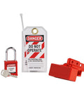 Grab-and-Go Lockout Tagout Kit For Forklift Safety With Electrical Battery Connector Lockout Device Red Safety Padlock LOTO Tag