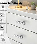 2 Inch Brushed Stainless Steel Cabinet Pulls T Bar Handles With Single Hole Installation on white drawer