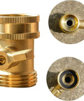 Solid Brass Garden Hose Shut Off Valve Set, Beefy Heavy Duty Three Quarter Inch, close-up view showing valve details