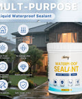 No Sweat Clear Waterproof Sealant And Adhesive, Invisible Liquid Coating That Plugs Leaks Tight Indoors Or Out, Solid Grab On Any Surface, Bathroom Kitchen And Garden Patch Up, 10.5oz against rain backdrop.