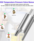 RV water heater pressure-relief valve remover tool, silver metal, fits 7/8 inch wrench