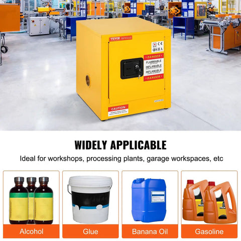 Flammable Storage Cabinet Galvanized Steel With Double Wall Construction 17 By 17 By 18 Inches in industrial setting