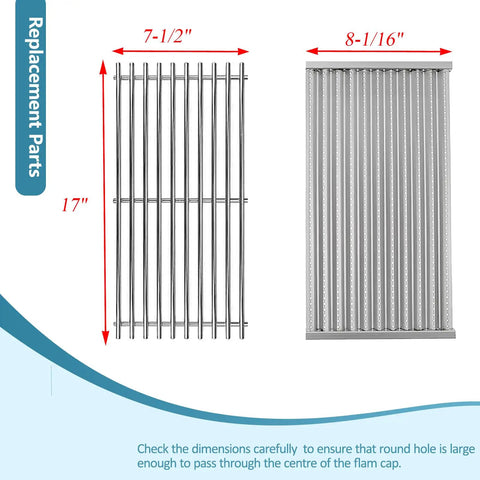 3 Pack 304 Stainless Steel Grill Grates And Emitter Plate Replacement Kit For Char-Broil Infrared Grills Heavy Duty SUS304 7mm Rod