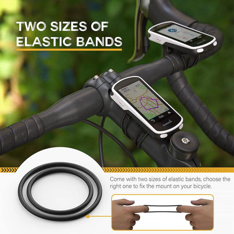 Quarter-Turn Bike Mount For Garmin Edge Series And XOSS G G Plus And iGPSPORT GPS Computers attached to bike handlebar.