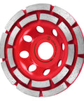 Diamond Cup Grinding Wheel 4 1/2 Inch For Angle Grinder Double Row Concrete Masonry Cup Wheel With 18 Segments Medium Bond Seven Eighths Inch Arbor Ideal For Concrete Cement Stone Grinding Heavy Duty shown from front view