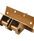 Self Closing Door Hinge With Spring Loaded Mechanism And 90 Degree Stop in steel, close-up view, gold finish