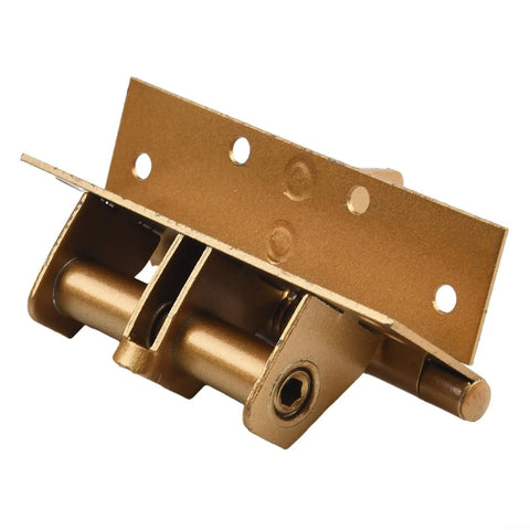 Self-Closing Door Hinge With 90-Degree Hold Open, Spring Loaded Interior Hinge for Home Office, gold color close-up view
