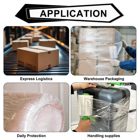 Heavy Duty Clear Stretch Wrap With Ergonomic Swivel Handles 5 Inch By 1000 Foot Rolls 80 Gauge Thick Cling Packaging Film For Moving And Pallet Wrapping Four Pack Gives Your Haul Pro Level Grip And Zero Sweat